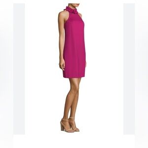 Trina Turk Dobbie Ruffled Neckline Cocktail Dress Magenta Size 12
